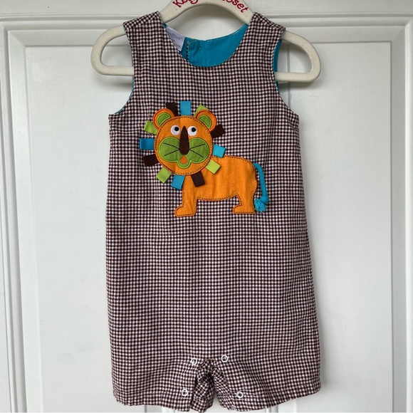 Cre8ions Other - •Cre8ions• Gingham One Piece Lion Romper - Size 18 Months